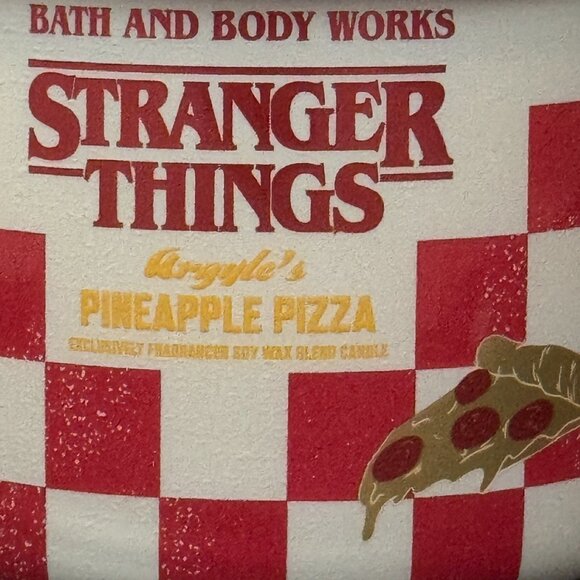BBW Stranger Things Argyle's Pineapple Pizza Bath & Body Works 3 Wick Candle - Picture 3 of 11